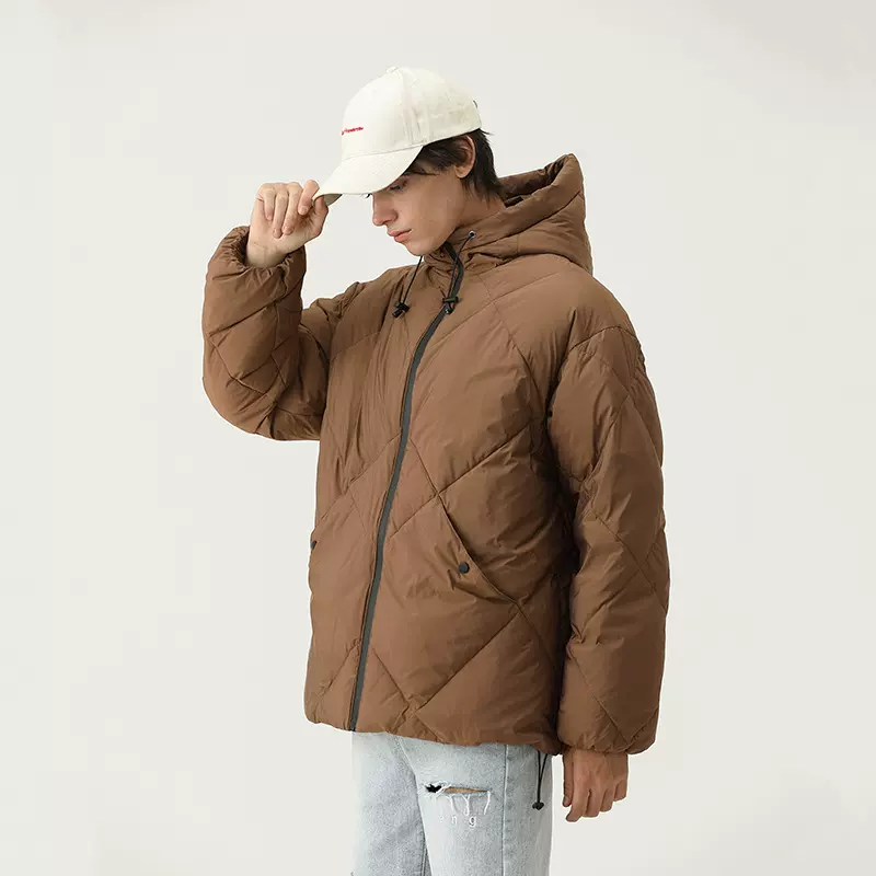 羽绒服男士高级感外贸出口贴牌代工冬季连帽90绒羽绒外套定制工厂