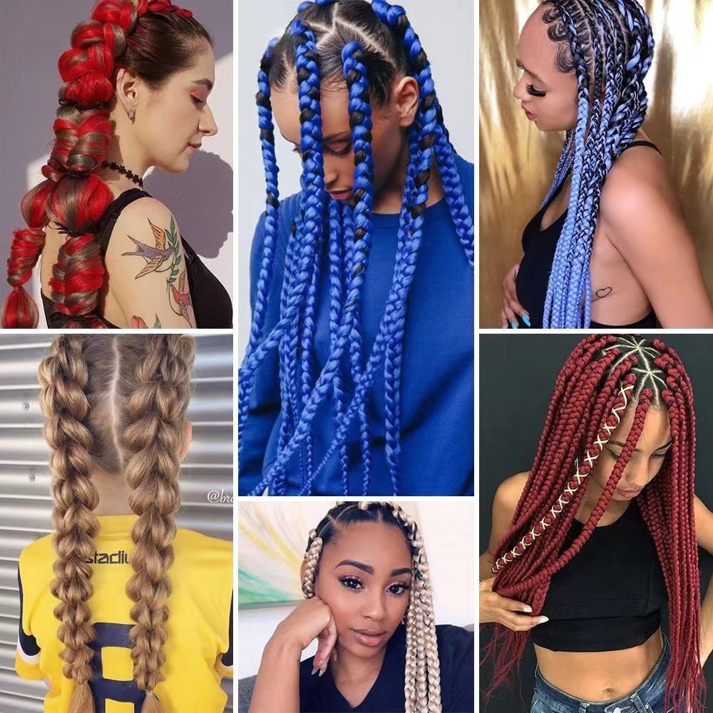 82 pulgadas Outre Xpression Braids gran pelucca de trenza africana negra pelucca de trenza sucia 165g
