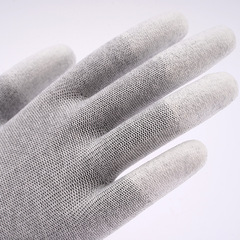 碳纖維防靜電PU塗掌手套防滑耐磨手套無塵塗層車間勞保手套批發