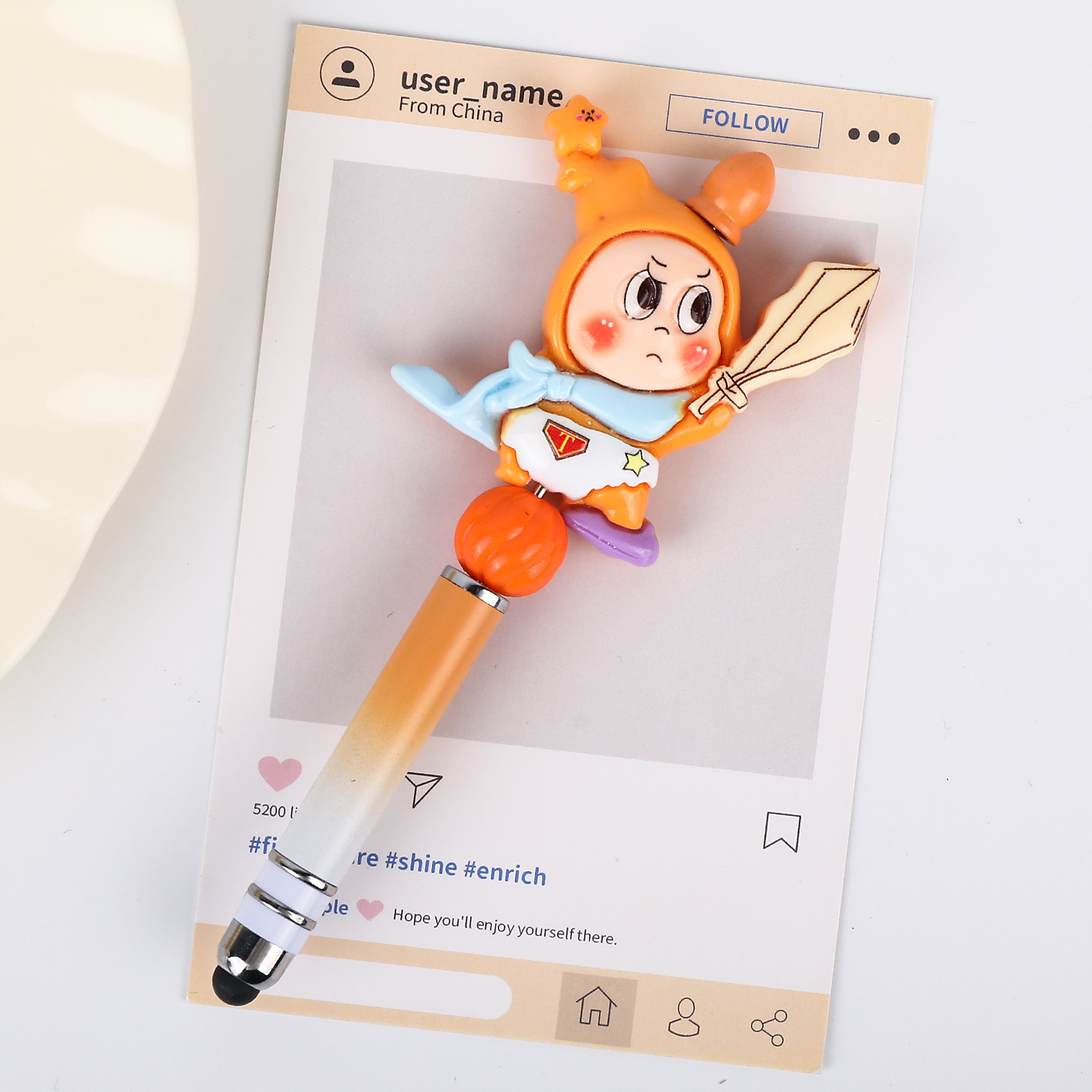 Niños hechos a mano diy teléfono móvil cuentas lápiz de pantalla táctil lápiz de lápiz de lápiz