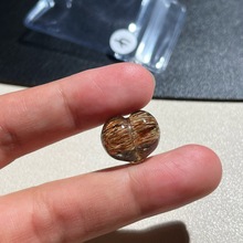 一物一图天然黑金超七屁桃爱心散珠 云母顺发透体骨干水晶手串diy