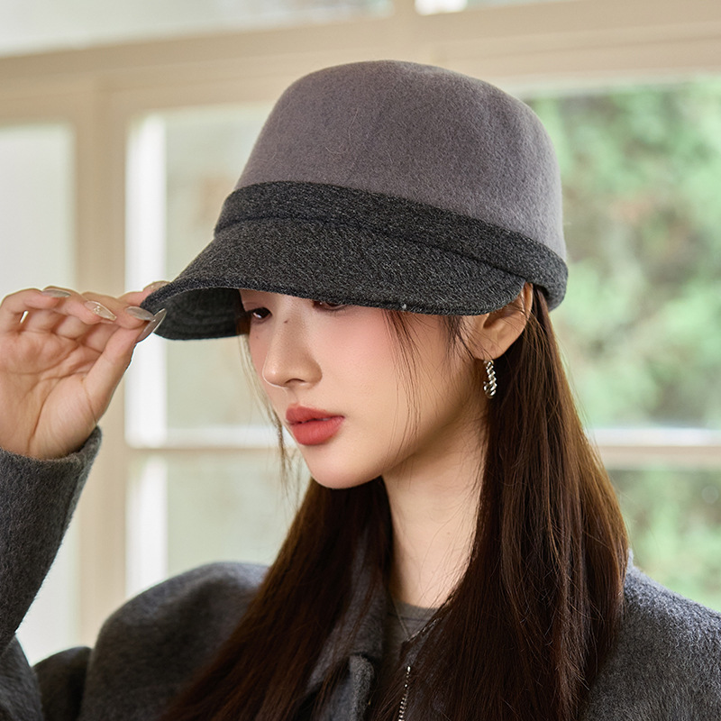 帽子女秋冬新款羊毛呢加厚保暖马术帽文艺复古百搭报童帽显脸小韩|undefined