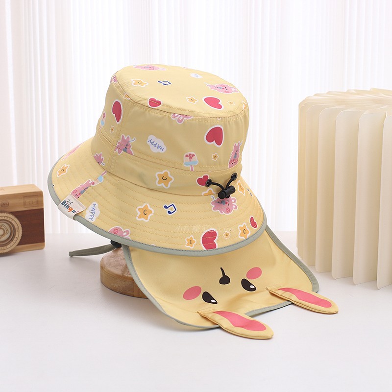 Sombrero de cuello sombrero de pescador para niños y niñas sombrero de sol sombrero de playa sombrero anti-UV sombrero de sol