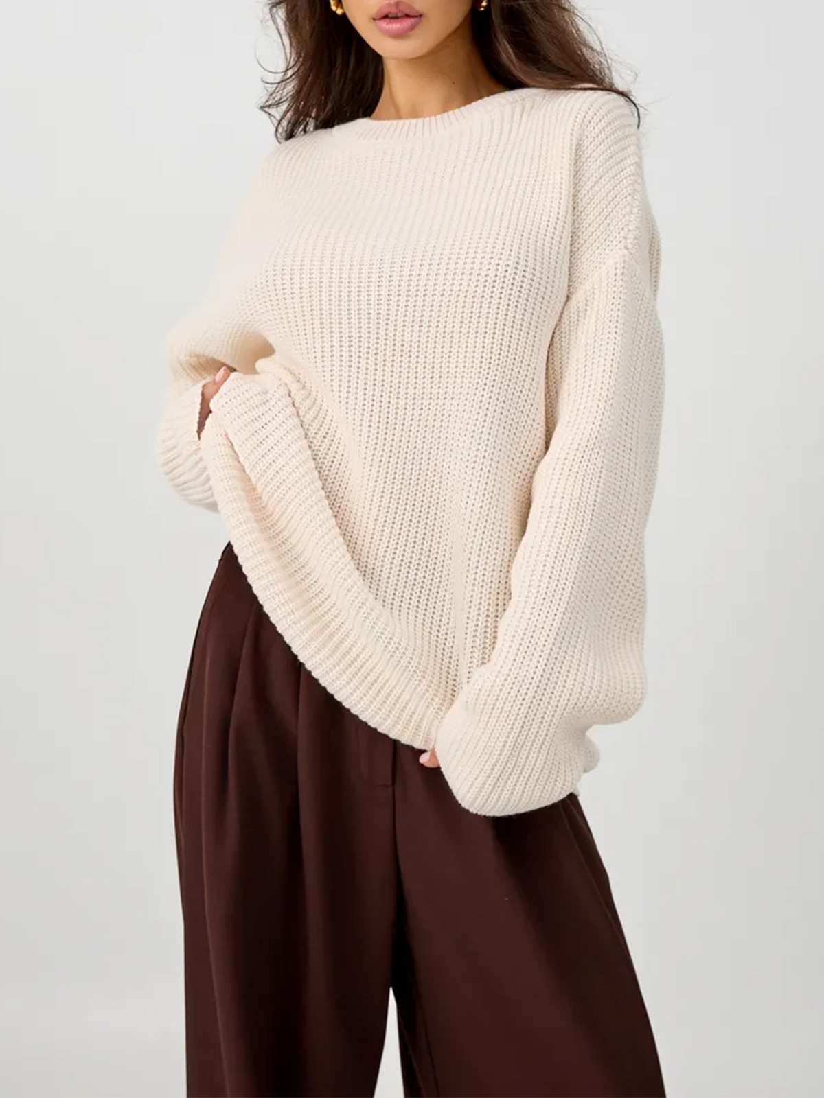 Comercio exterior de mujeres transfronterizas Rusia cuello redondo relajado retro suéter de viento perezoso otoño invierno fábrica de jersey personalizado