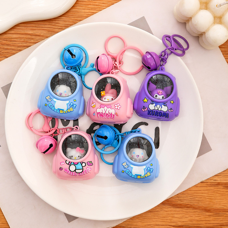 Kuromi Cute Luminous Backpack Keychain Small Gift Wholesale Luminous Sanrio School Bag Night Light Keychain