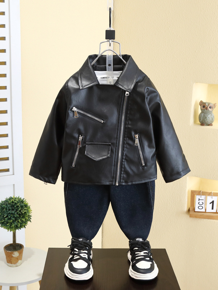 7564 chaqueta de cuero para niños primavera y otoño chaqueta guapa para niños 2025 primavera nueva ropa de motocicleta de moda ropa coreana