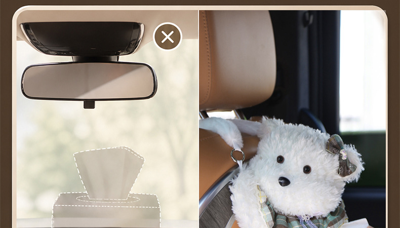 New cute plush car tissue bag, car tissue box, hanging tissue bag, plush hanging type