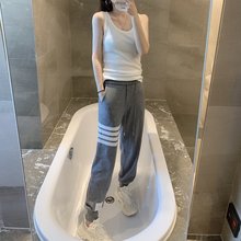 1315tb羊毛小脚裤 四条杠纯色运动休闲卫裤2022秋冬新款长裤束脚