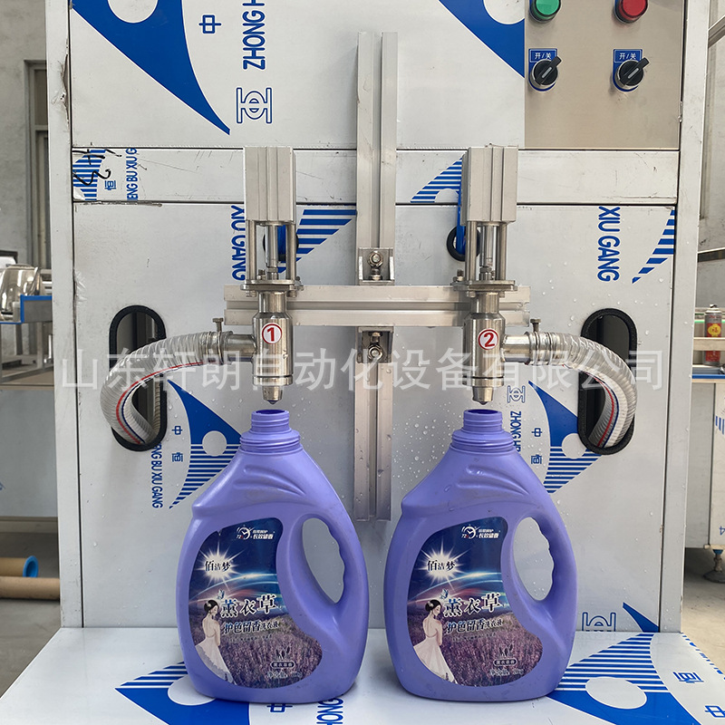 双头气动液体灌装机 5L食用油半自动灌装机 洗衣液日化品灌装机
