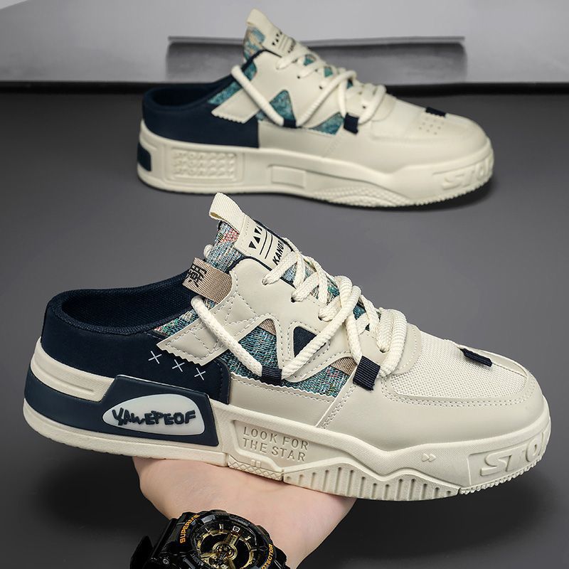 Zapatillas sin cordones para hombre para invierno, nuevo estilo, para uso en exteriores, zapatillas sin tacón, zapatos con paneles de malla para adolescentes.