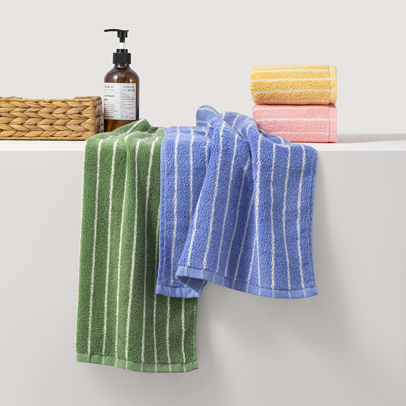 Pure Cotton Adult Towel Cross-Border Style Fine Striped Face and Bath Towel 125g Thickened 34*75cm Gift Towel
