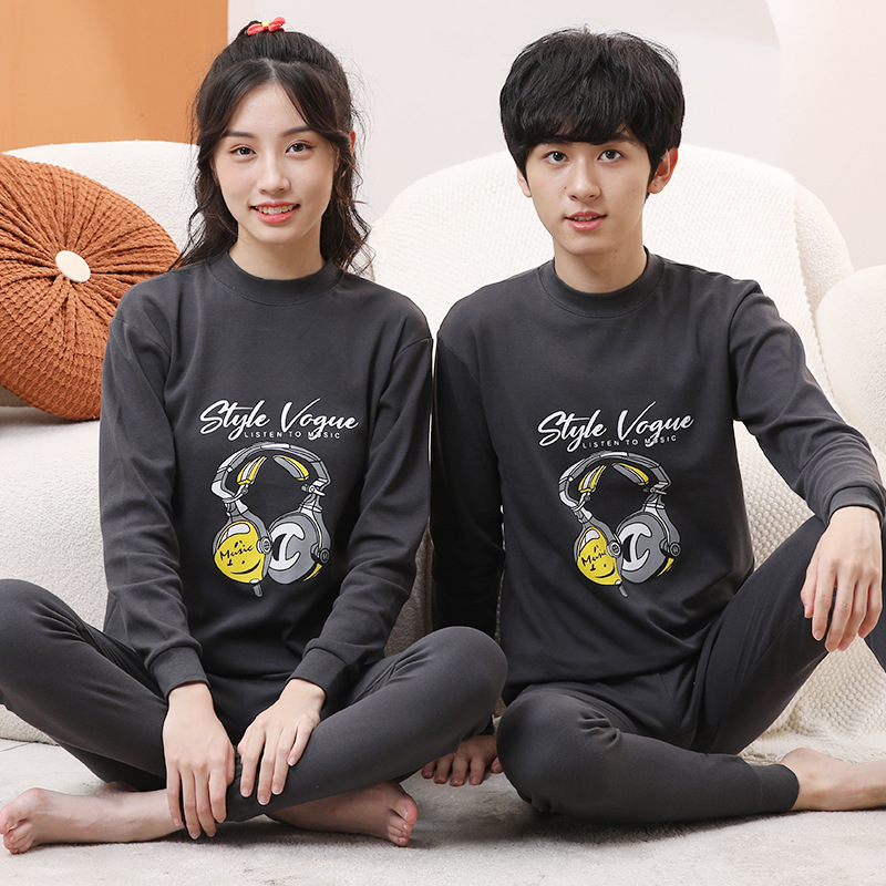 Otoño y invierno juveniles ropa interior set de niños de algodón puro dibujos animados abrigos de otoño pantalones de otoño estudiantes de secundaria ropa de hogar caliente pijamas