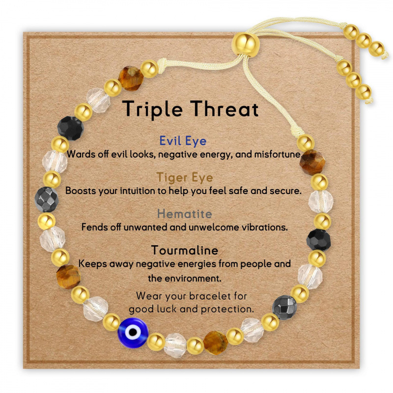 Devil's Eye Bracelet for Women, Gold-Plated Tail Beads, Pink Quartz, Amethyst, Adjustable Crystal Bracelet, Diamond-Cut Crystal Bracelet Devil's Eye Bracelet for Women, Gold-Plated Tail Beads, Pink Quartz, Amethyst, Adjustable Crystal Bracelet, Diamond-Cut Crystal Bracelet