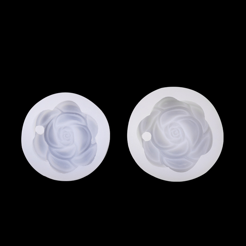 Rose forma simple molde de silicona con agujeros creativo para hornear accesorios bricolaje epoxi llavero yeso
