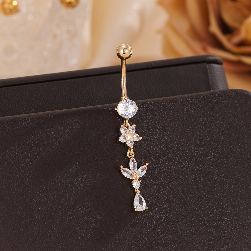Woodland Flower Belly Button Ring 4 Gold Copper Drop Series Navel Piercing Jewelry Wholesale detail image 10