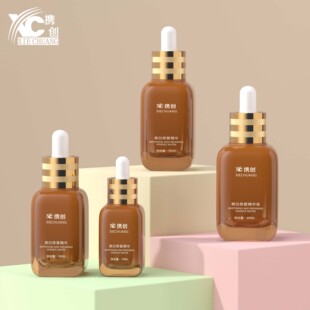 Spot 10ml 20ml 30ml 40ml Square Grids Bottom Essence Glass Bottle Square Bottle Essential Oil Bottle Packaging Material