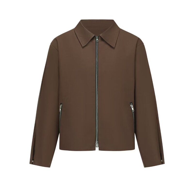 American Retro Brown Leather Jacket Men's Sense 2024 New Fashion Brand Misty Shoulder Pad Jacket