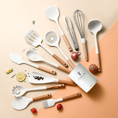 Silicone spatula kitchenware set high temperature resistant cooking spatula non-stick spatula colander white kitchenware household silicone spatula