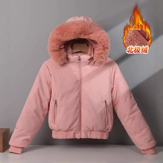 2025外贸棉服短款加厚韩版宽松加棉加厚学生棉袄大毛领面包服外套