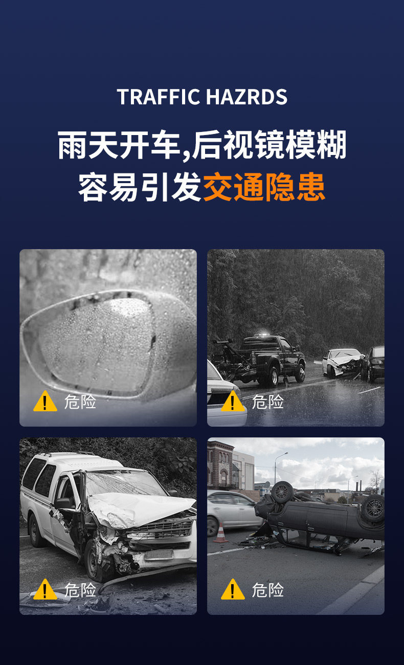 Rearview Mirror Rain-Proof Film for Cars, Anti-Fog and Anti-Glare Reflective Glass Film for Rainy Days, Waterproof Sticker for Reversing Mirrors