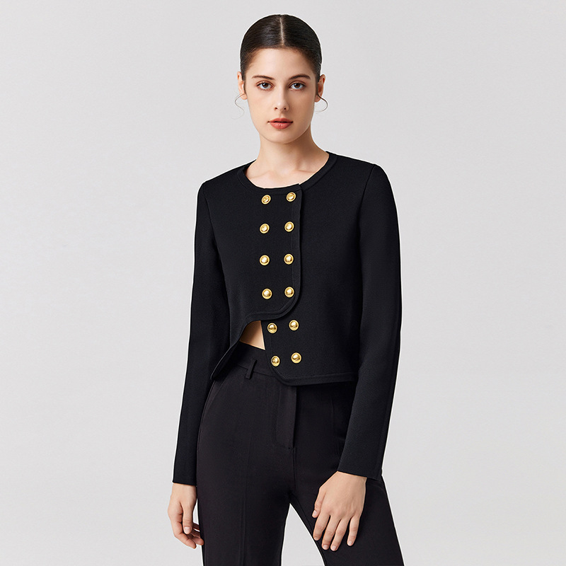 Chanel Style Tweed Irregular Design Short Jacket Pure Color Simple Classic Jacket Women's 2024 Autumn and Winter New