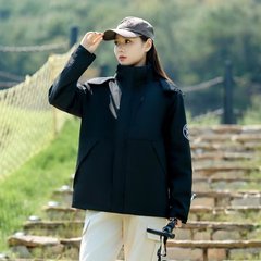 230斤大码女装秋季新款胖MM纯色运动户外防水连帽冲锋衣外套8396