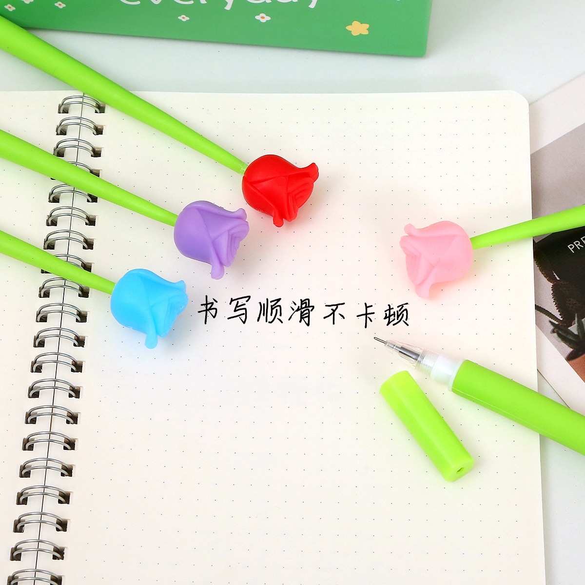 Bolígrafo oscilante de goma suave de tulipán Bolígrafo de gel Bolígrafo oscilante Regalo para estudiantes de primaria Premio final Papelería de Yiwu