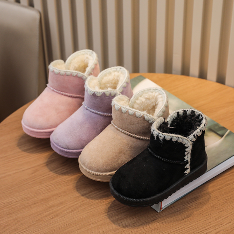 2024 Korean version new girls' thick snow boots, with plush cotton children's baby shoes, short boots trend_voghion.com