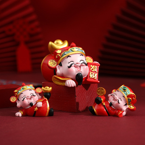 New Year God of Wealth Ashtray God of Wealth Candy Key Tray Ornament Mobile Phone Holder Shaking Car Ornament Gift