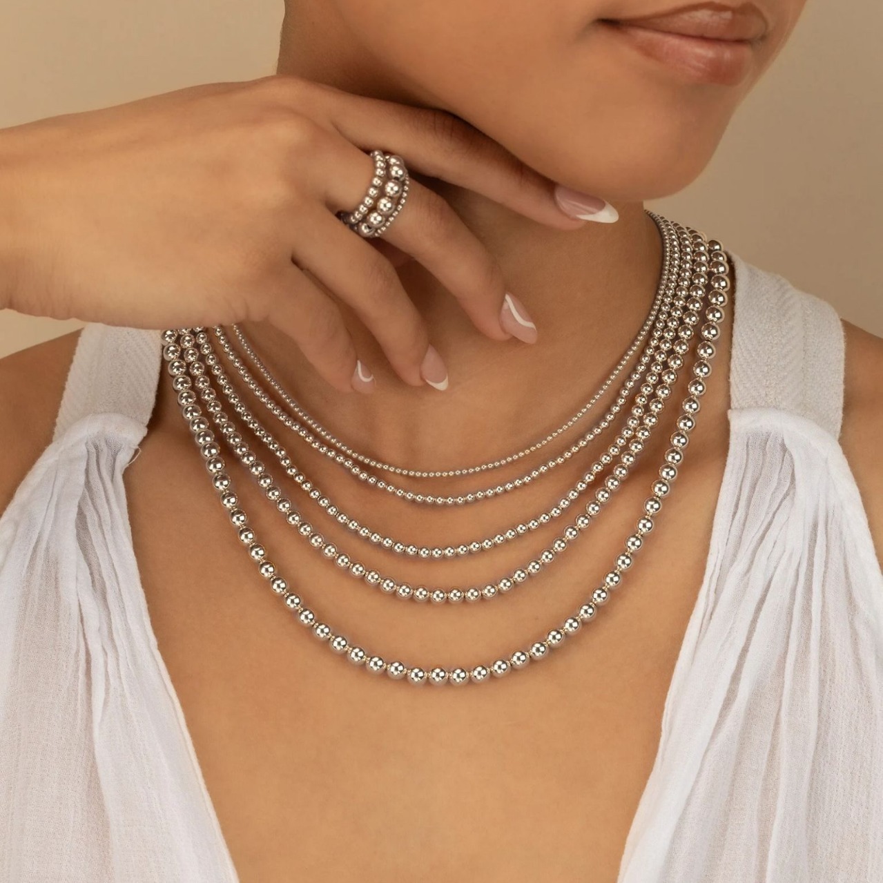 Collier ras-de-cou à perles rondes multicouches, style rétro simple, européen et américain, pour femme._voghion.com