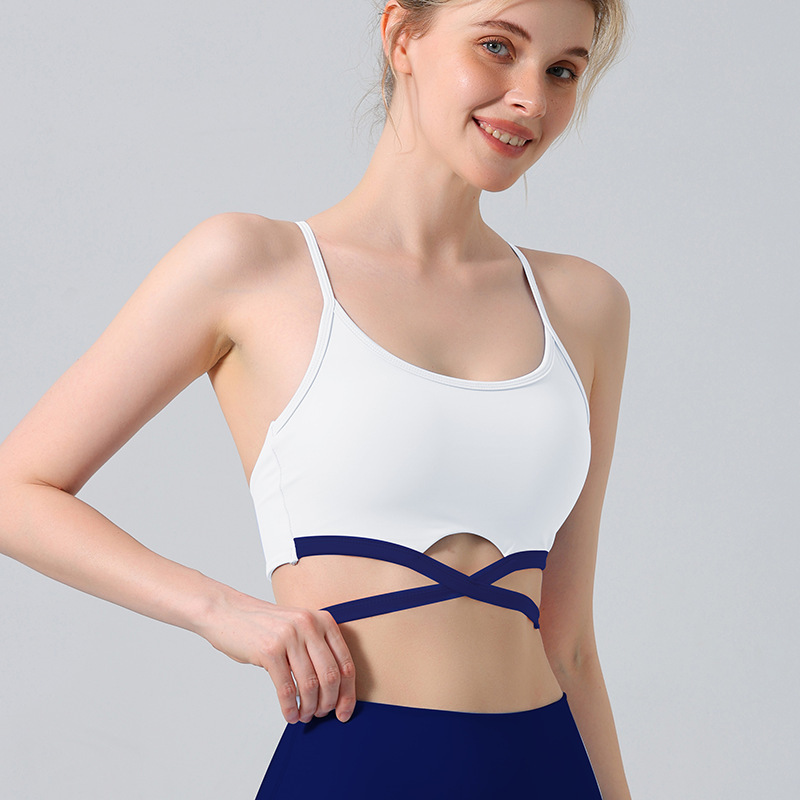 24 New Contrast Color Stitching Fashion Naked suit Yoga Underwear Women's Sports Fitness Bra Top Tight Pants