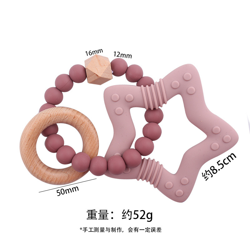 Nuevos productos para bebés, estrellas de dibujos animados, mordedor, creativo, bricolaje, cuentas de silicona, mordida, pulsera de goma, juguete, Amazon