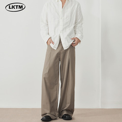 LKTMメンズ # レトロ立体シワ垂れ感カジュアルパンツ男女ゆったり感ヴィンテージ小众高级感スラックス