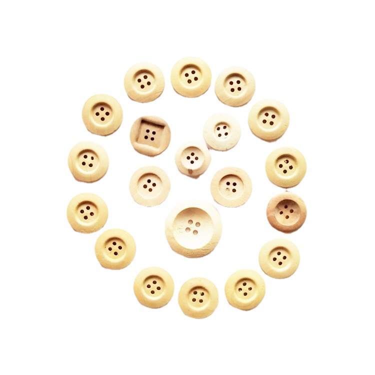 天台县维娅厂家直销实木头天然环保彩色圆形激光木钮四眼小纽扣