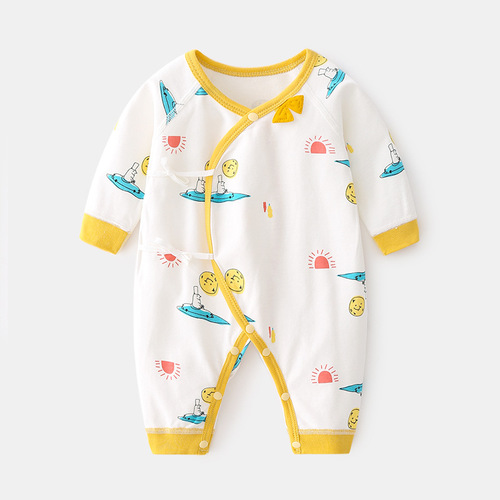 Newborn pure cotton jumpsuit baby boneless harem autumn and winter newborn monk clothing crawling clothing male and female baby spring and autumn clothes