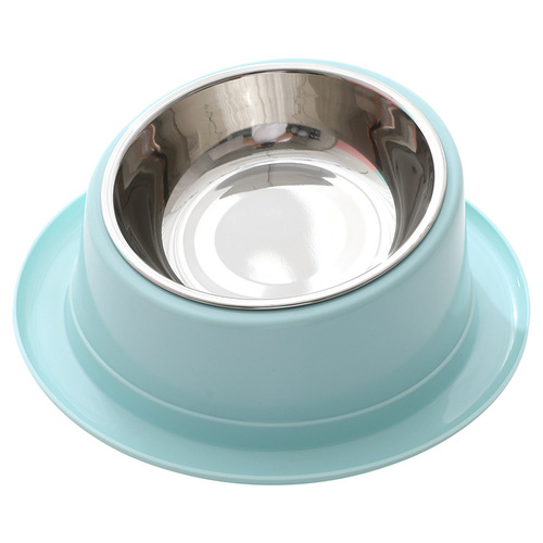 Tilted hat-shaped cat bowl wholesale ins style stainless steel neck protector anti-tip plastic feeding bowl water bowl cat basin