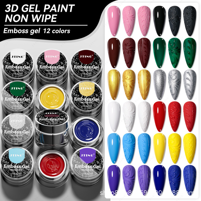 JTING Jingting 12-color EmbosseD Glue Art Glue 3D Stereo Texture Fantasy Cross-borDer Special Supply EmbosseD Nail Polish Glue JTING Jingting 12-color EmbosseD Glue Art Glue 3D Stereo Texture Fantasy Cross-borDer Special Supply EmbosseD Nail Polish Glue