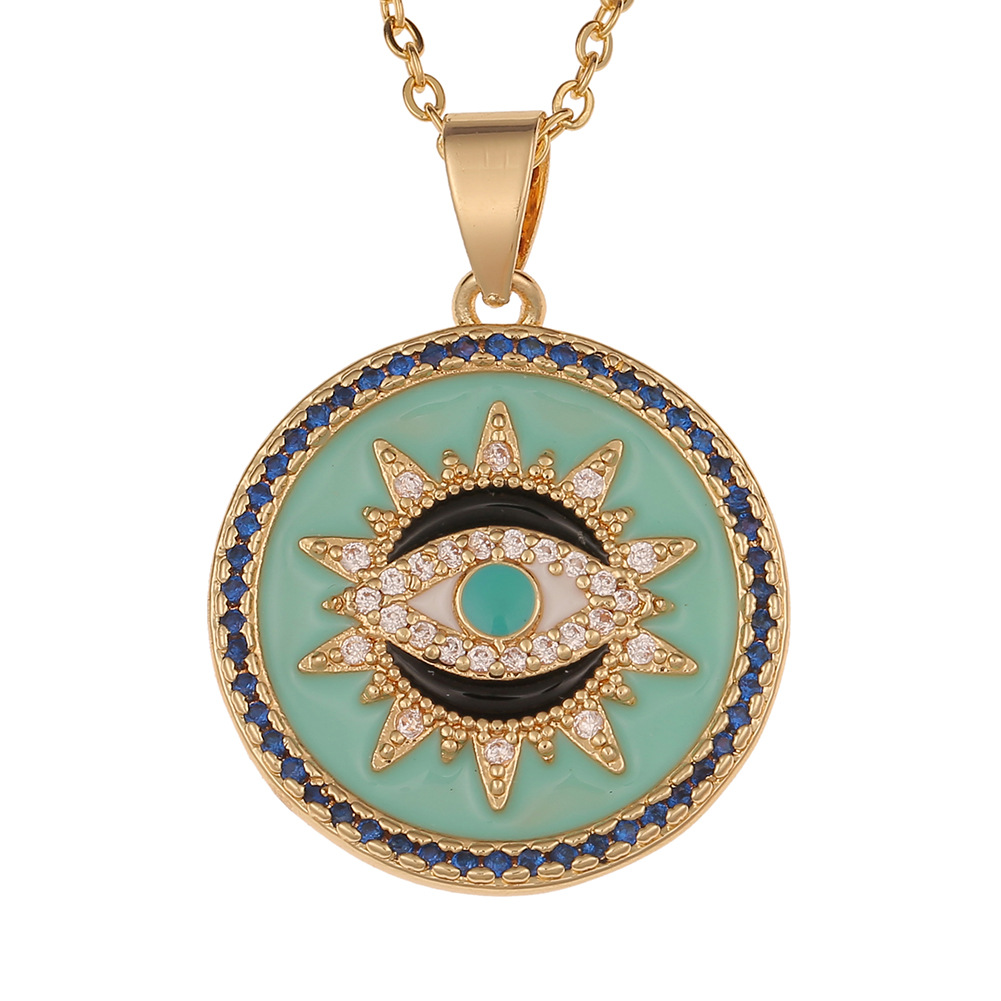 Fashion Geometric Lucky Eye Drop Oil Pendant Necklace Wholesale Nihaojewelry display picture 7