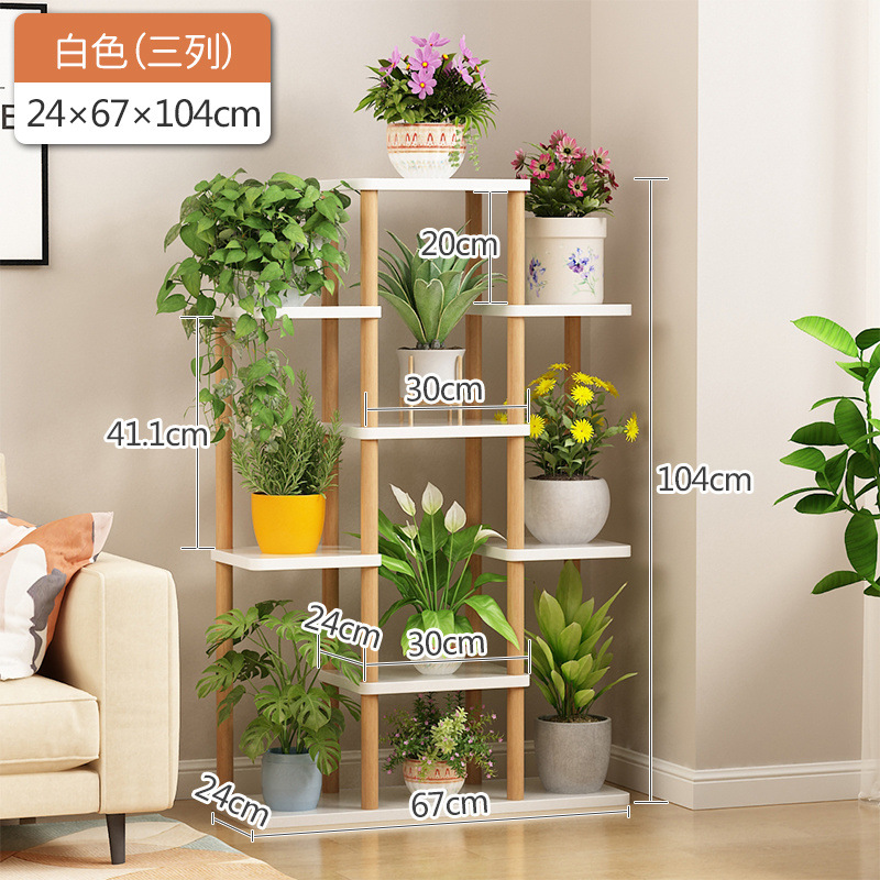Estante de flores de madera sólida multicapa interior piso sala de estar decoración simple rack de flores verdes multicarnose orquídeas colgantes