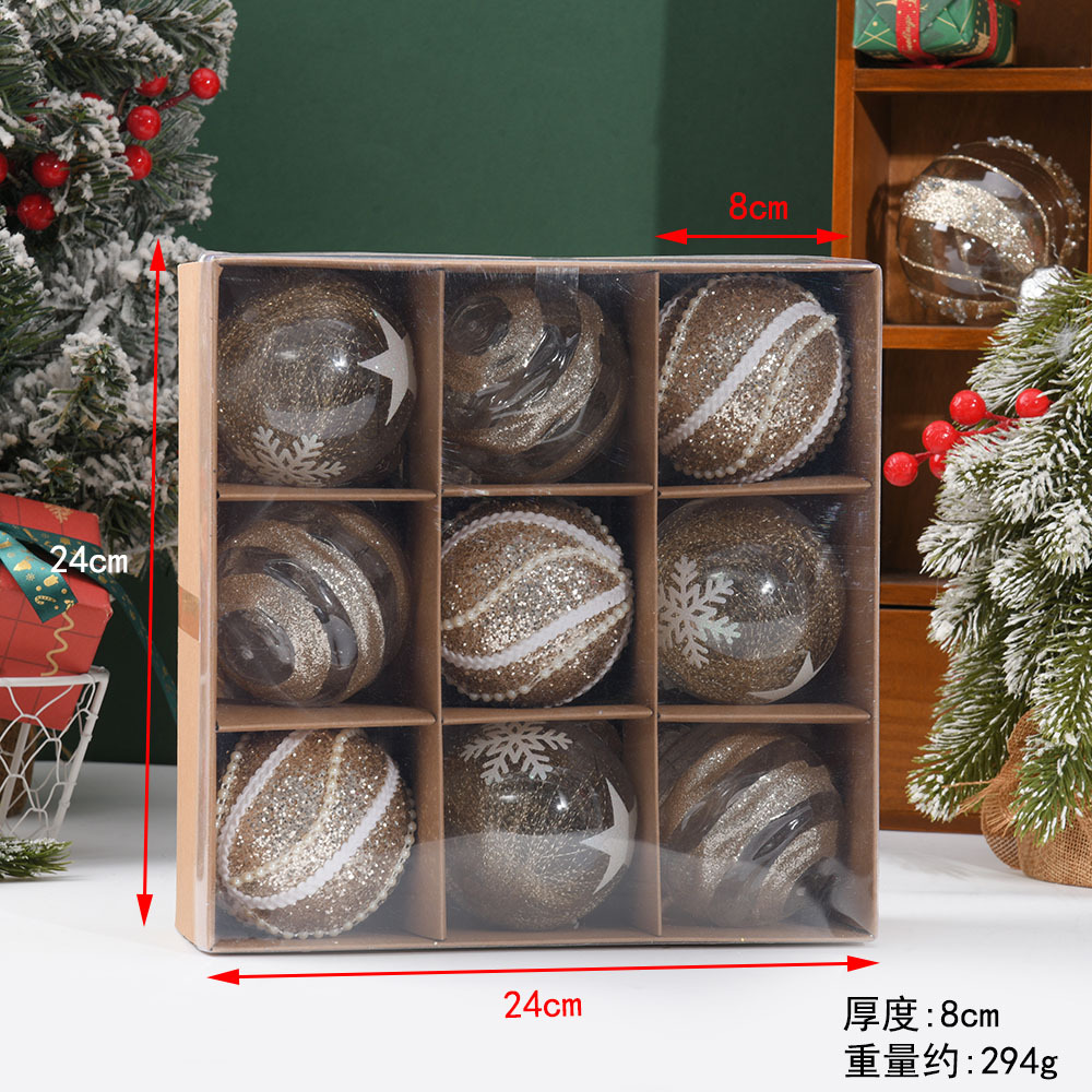 Decoración de Navidad de 8cm, bola de Navidad intermitente, galvanoplastia en color, exquisito colgante de árbol de Navidad, venta directa de fábrica