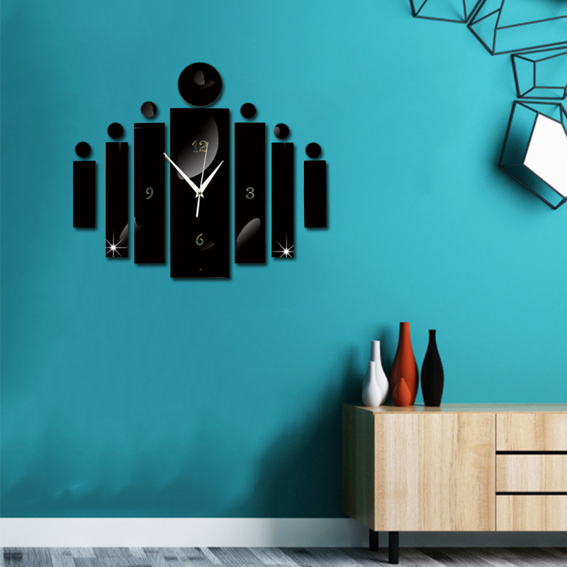 Crystal three-dimensional acrylic home living room background wall sticker clock creative decoration painting_voghion.com