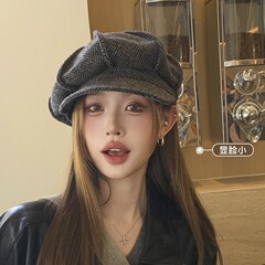 秋冬贝雷帽子女款2025新款百搭云朵八角帽大头围显脸小复古画家帽