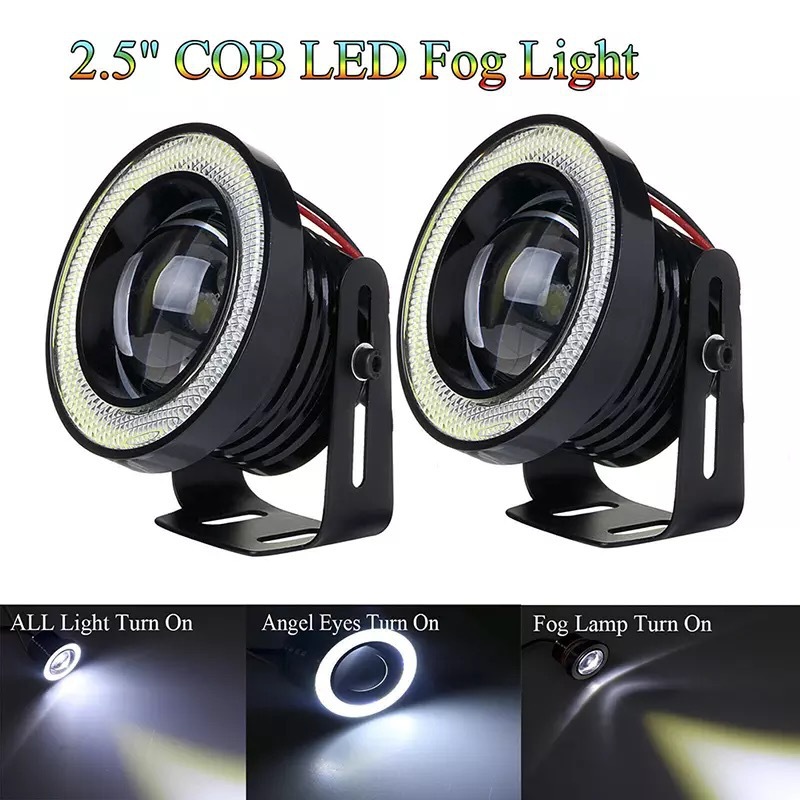 Car Led Lens 30W Fog Lamp 3inch with Cob Blue Angel Eye Ring Modified Bull's Eye Fog Lamp Daytime Running Light