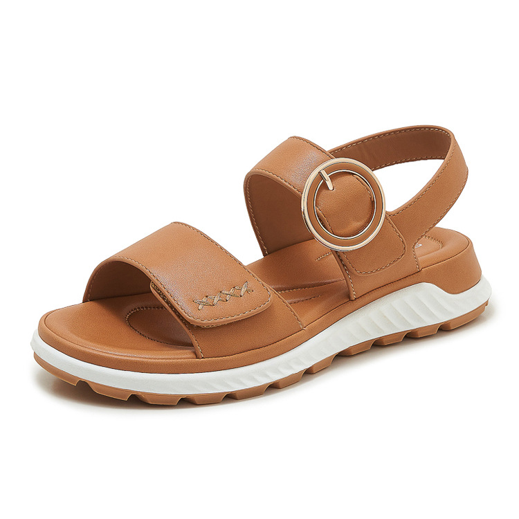 Sandal nữ đế dày khóa kim loại mềm chống trượt — màu đen, màu nâu nhạt, màu mơ chi tiết 22