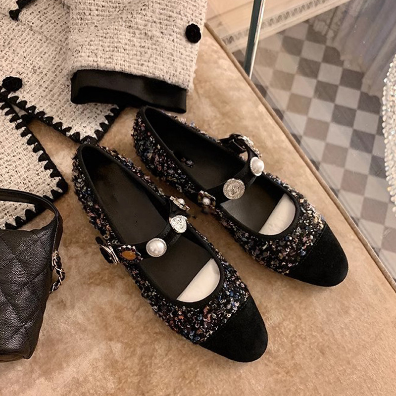 Suzanne Princess ~ pequeño viento fragrante tece insignia botón Mary Jane zapatos de boda zapatos planos zapatos de mujer