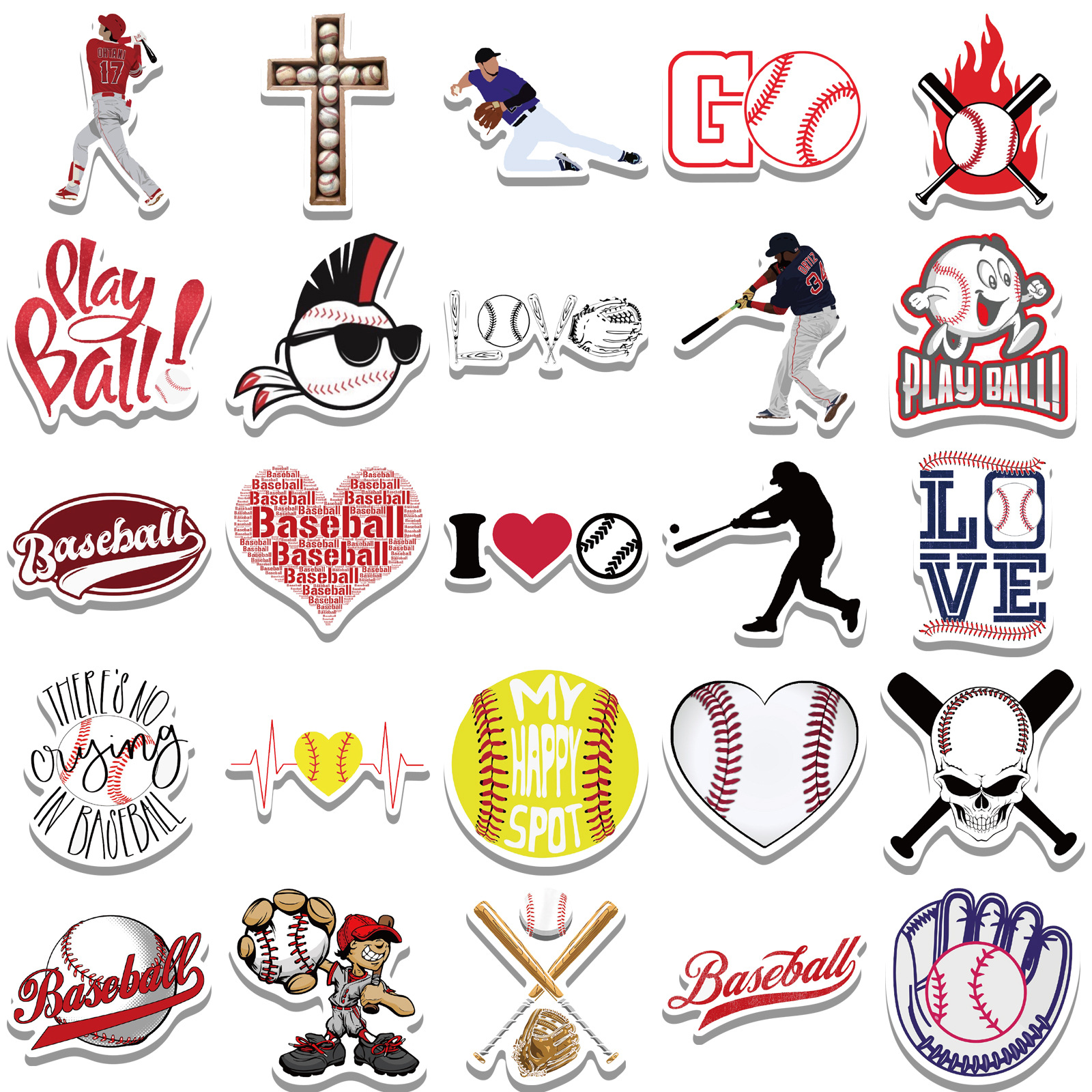 52 dibujos animados béisbol deportes graffiti pegatinas decorativas guitarra equipaje impermeable pegatinas transfronterizas modelos calientes al por mayor