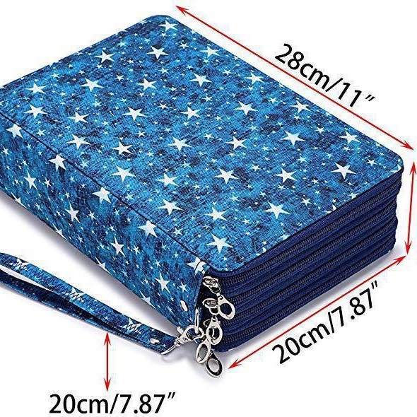 Amazon nueva gran capacidad PU bolsas de lápiz bolsas de papelería estudiantes 200 agujeros bolsas de pintura de arte bolsas de arte