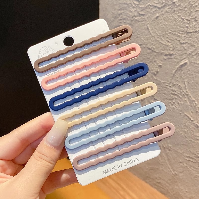 Clip de cabello de color lindos para mujeres bordas laterales frangeas de alta sensación de clip de borde de la frente rotura cabello de boca de pato tocado