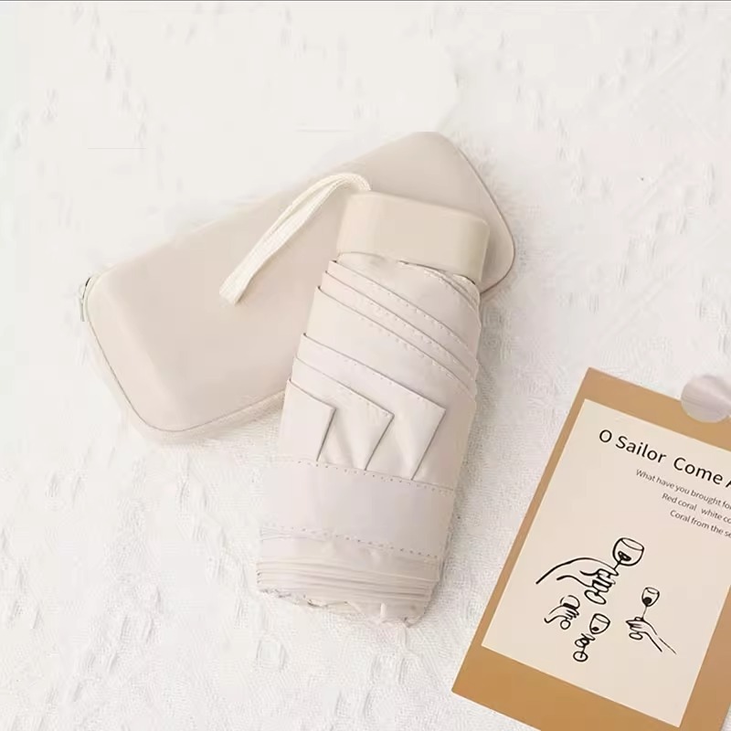 Luz natural de vinilo ligera con paraguas portátiles de protección solar UV lluvia cápsula de doble propósito con paraguas de seis plegadas