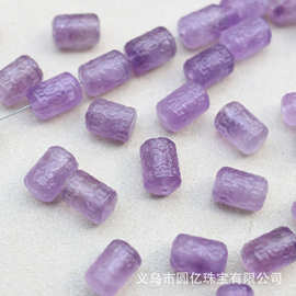 天然薰衣草紫晶回纹圆柱通孔散珠DIY手串项链小滴溜饰品配件批发